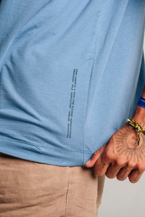 Camiseta Básica Agroecológica - Fit Oversized - Azul Jenipapo